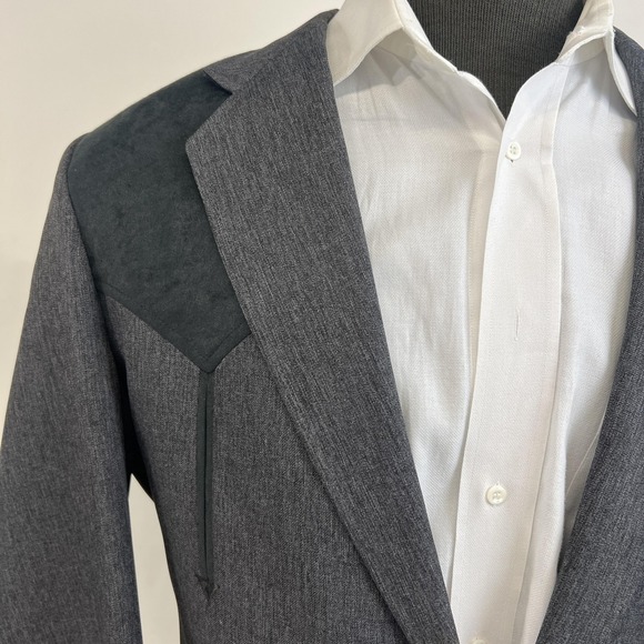 Circle S Blazer Mens 42L Gray Western Sport Coat Jacket Made USA Rodeo Cowboy - Picture 2 of 16